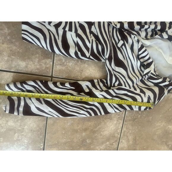 ASOS S Linen Blend Animal Print Double Breasted Jacket Blazer Lined Shoulder Pad - Picture 6 of 8